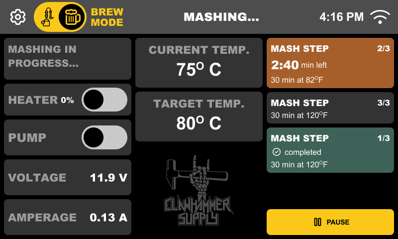 Redesigned brewing controller interface