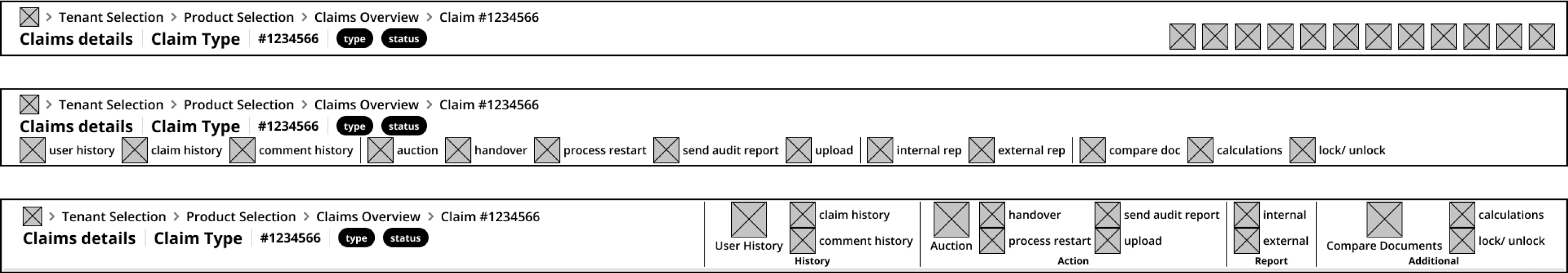 Breadcrumb navigation wireframes