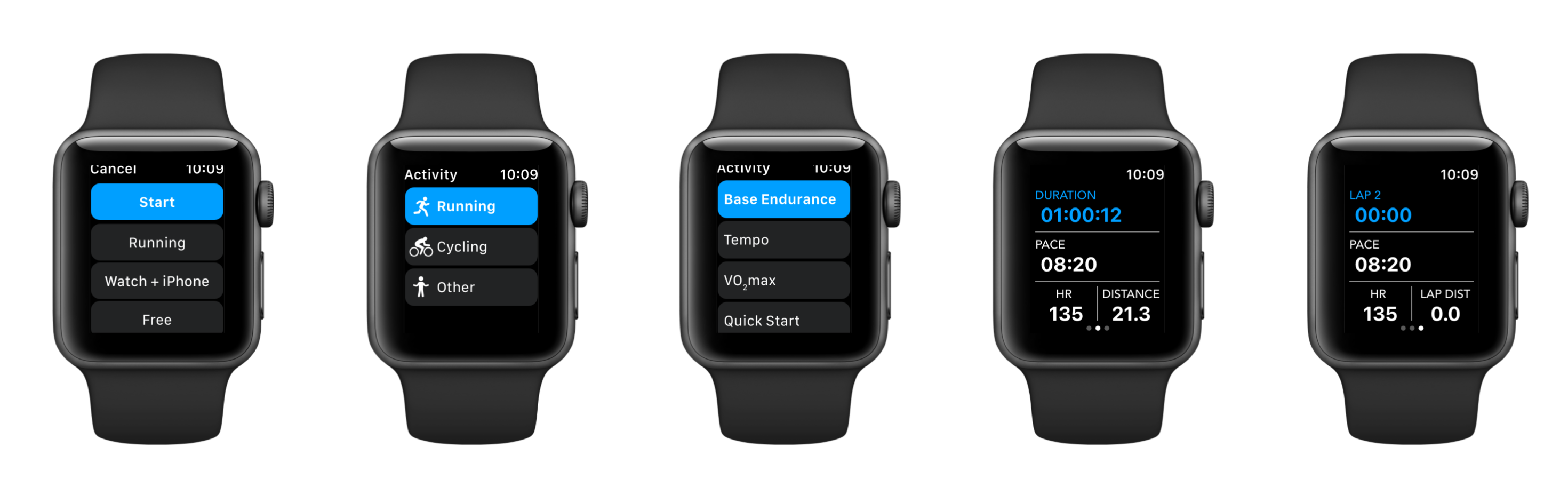 Apple Watch integration screens